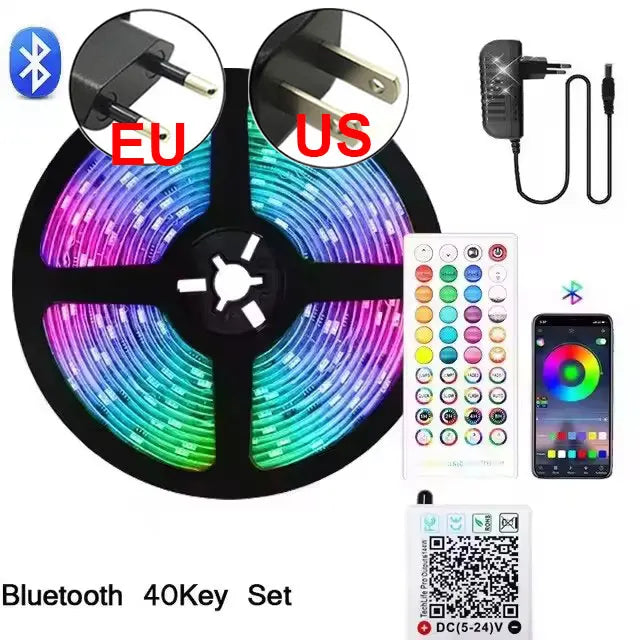 ruban led multicolore adhésif contrôlabile bluetooth application moderne éclairage chambre 24v 10m 15m 20m