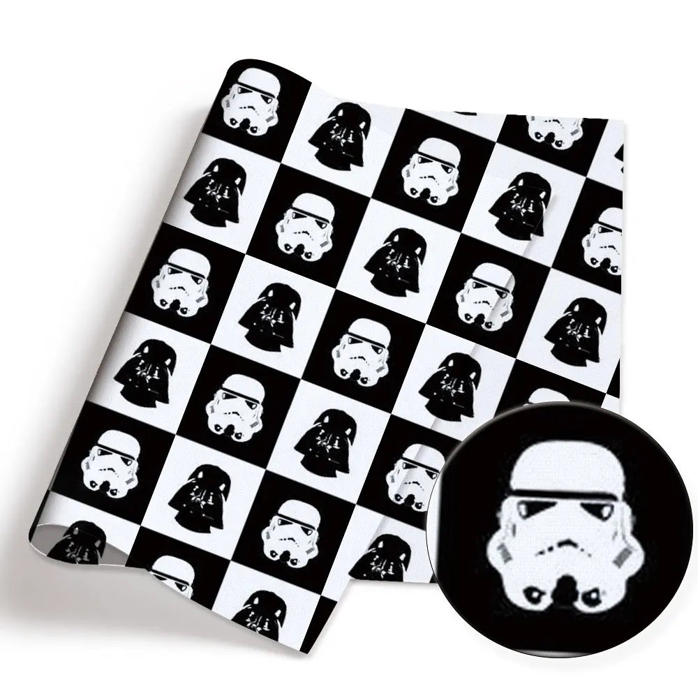papier cadeau star wars motif stormtrooper darth vader r2d2 noir rouge gris or