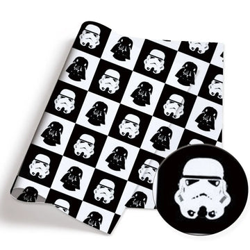 papier cadeau star wars motif stormtrooper darth vader r2d2 noir rouge gris or