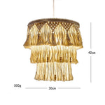 lampe suspendue boho macramé blanc cassé franges artisanal chambre opale coton tissage