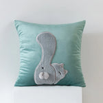 coussin gris clair motif lapin blanc mignon fermeture glissière ultra doux polyester coton jacquard