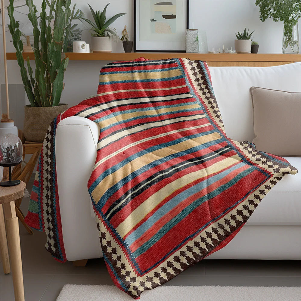 Tapis kilim rayé vintage ethnique peluche portable décoration maison printemps automne 100x130cm 150x200cm