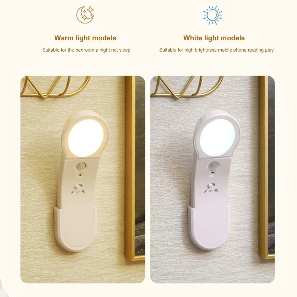 lampe chevet led rechargeable blanc moderne capteur pir interrupteur adhésif