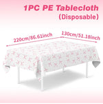 nappe blanche rose imperméable huile réutilisable arcs roses points dorés festive maison