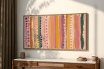 tableau abstrait moderne rose orange vert toile sans cadre 20x40cm 30x60cm 40x80cm 50x100cm