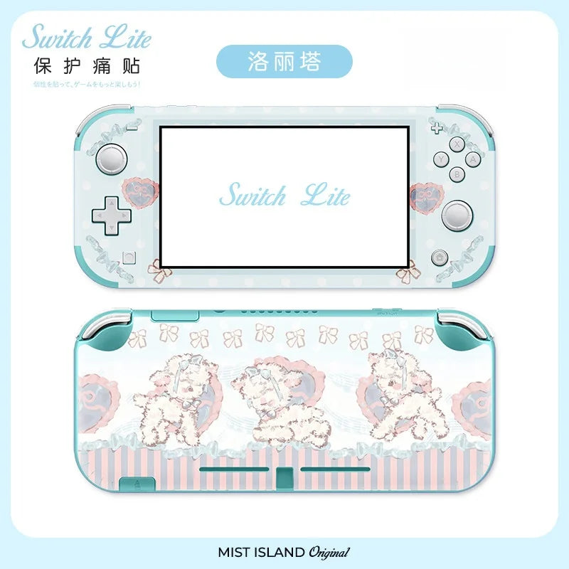 coque protection nintendo switch lite animaux mignons blanc rose bleu adhésif festive