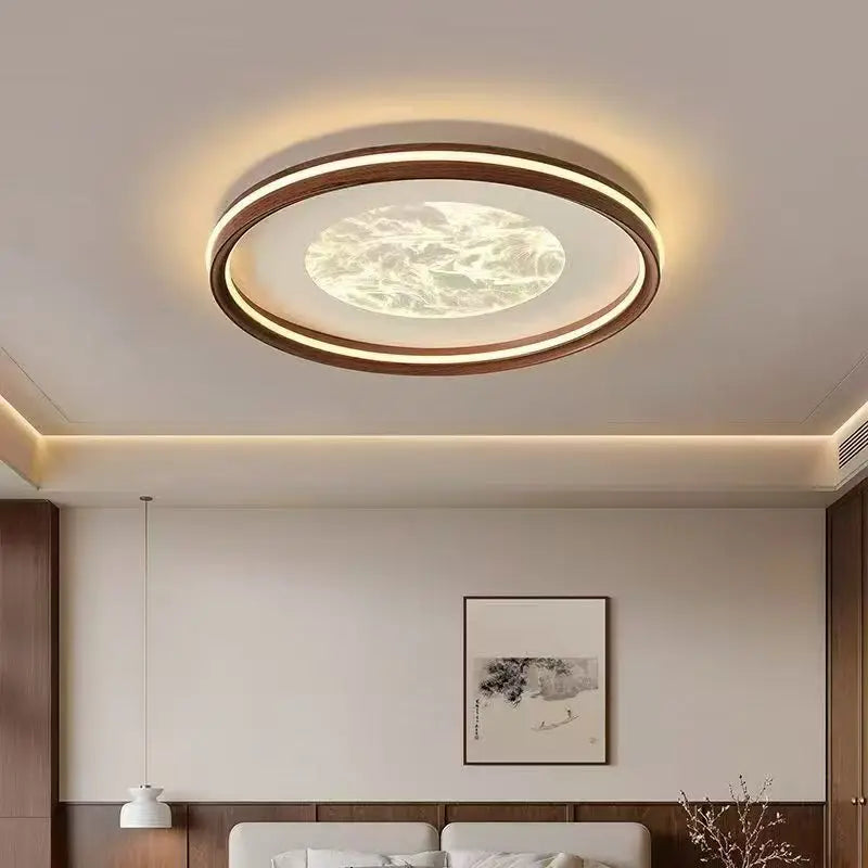 plafonnier led moderne blanc doré texture marbrée effet nuage brume surface interrupteur bouton remote