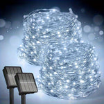 guirlande lumineuse solaire extérieure fil cuivre blanc doré led étanche décoration jardin terrasse mariage