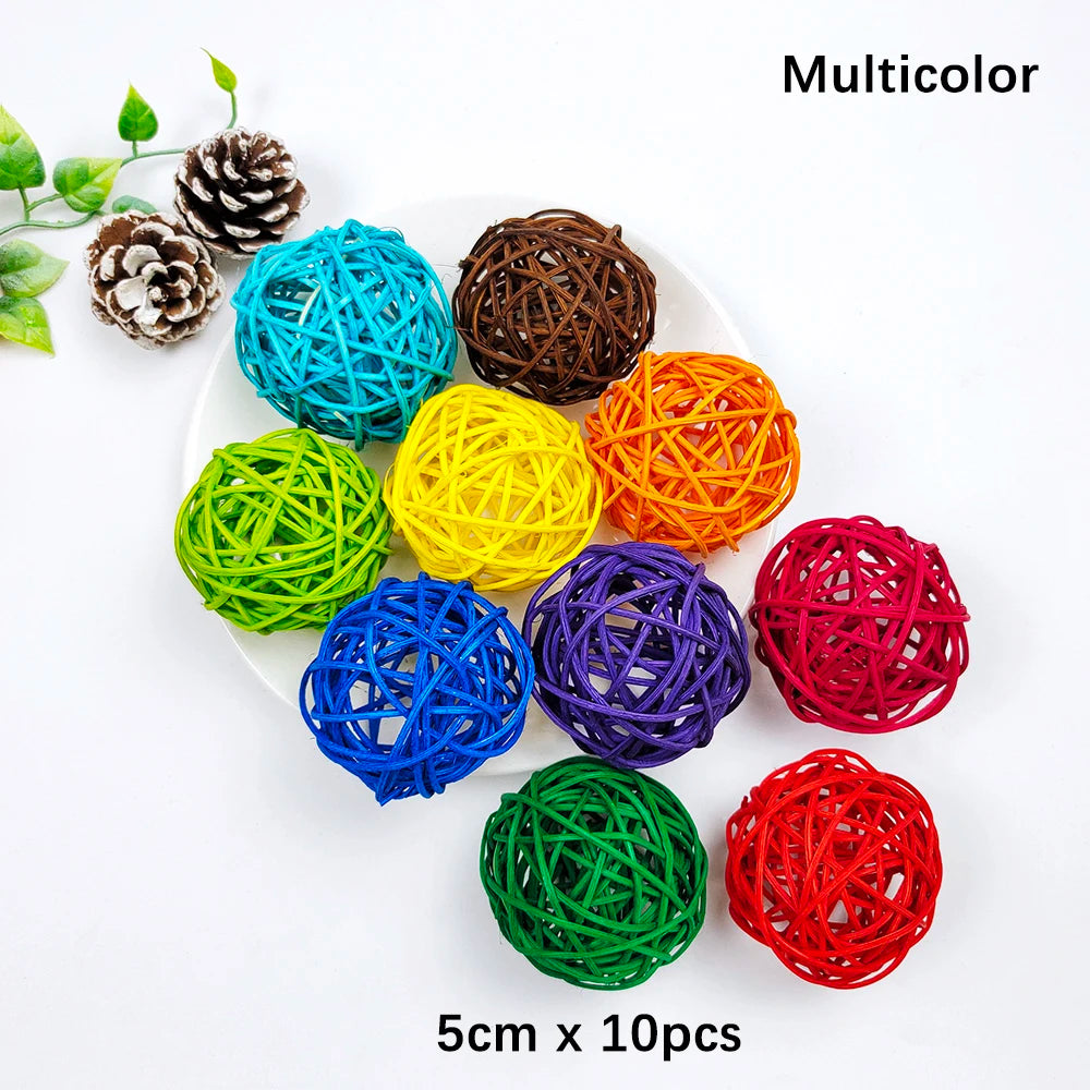 décoration artisanale boules coeurs rotin multicolores tressées anniversaire mariage festive