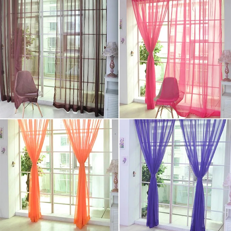 rideaux tulle transparent effet plissé rose rouge vert blanc bohème fluides chambre maison