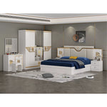 ensemble chambre coucher moderne lit double matelas latex tables chevet armoire miroir commode blanc