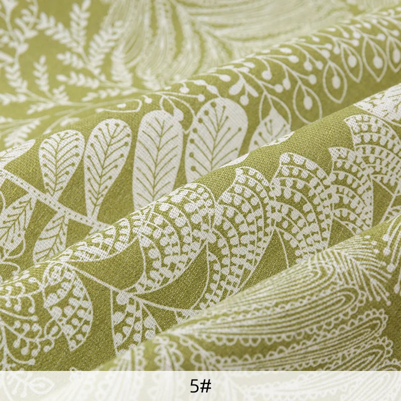 tissu coton lin floral orange feuilles blancs vintage naturel 180x150cm 45x150cm 90x150cm résistance abrasion