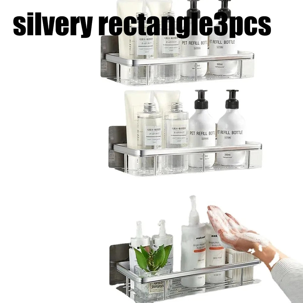 rangements étagères salle bain adhésives modernes noires grille rangement cosmétiques accessoires toiletttes