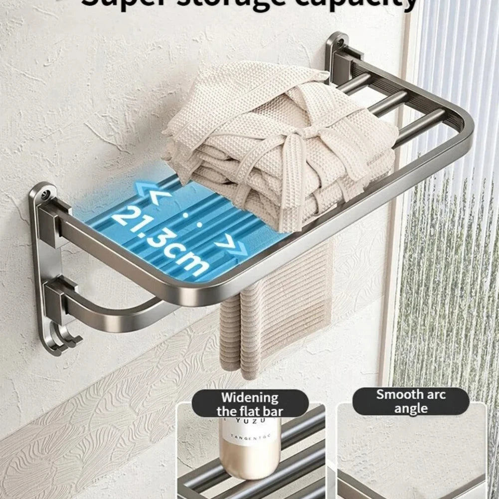 porte serviettes mural aluminium argenté moderne lisse autonome 50cm 60cm coton