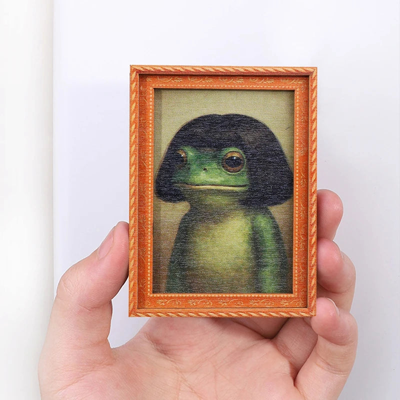 cadre photo artiste grenouille verte orange noir motif artistique adhésif décoration réfrigérateur moderne