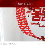 guirlande décorative mariage forme cœur motif double bonheur rubans rouges éventail chinois anniversaire fixations