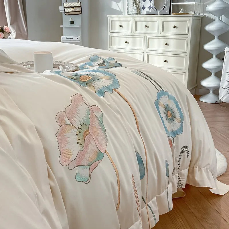 Housse de couette beige 100% coton doux et confortable