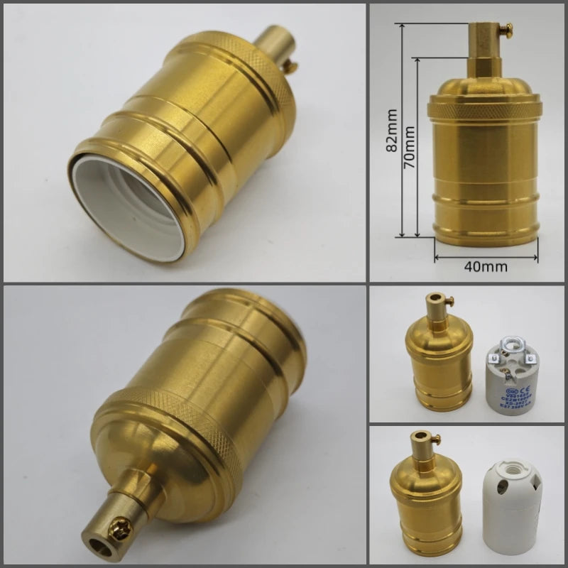 socquettes ampoule dorées douille blanche vintage base laiton fixations classiques ul sécurité echangement facile