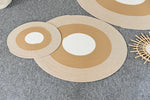 tapis boho spirale concentrique franges antidérapant coton beige clair rustique fleurs artificielles salon chambre