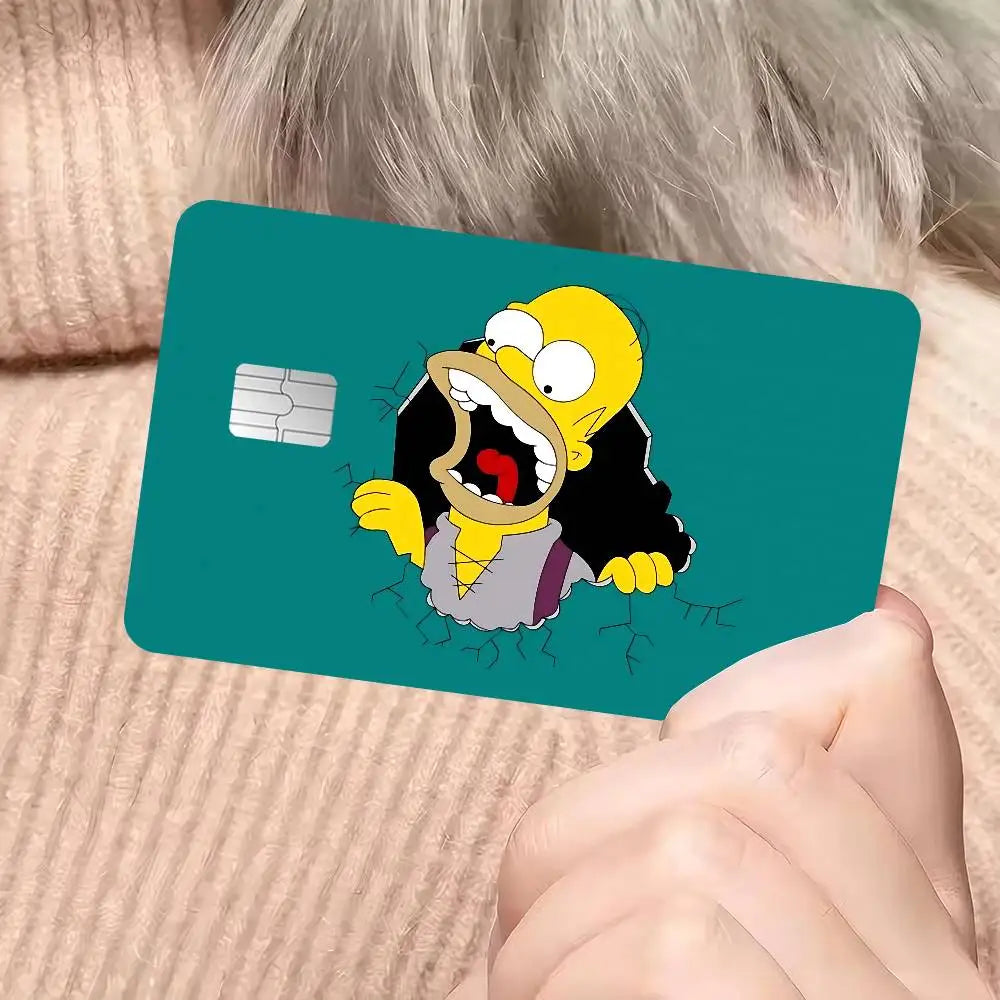 autocollants dessins animés simpsons fortnite cartes bancaires réutilisables imperméables pop art multicolores adultes femmes