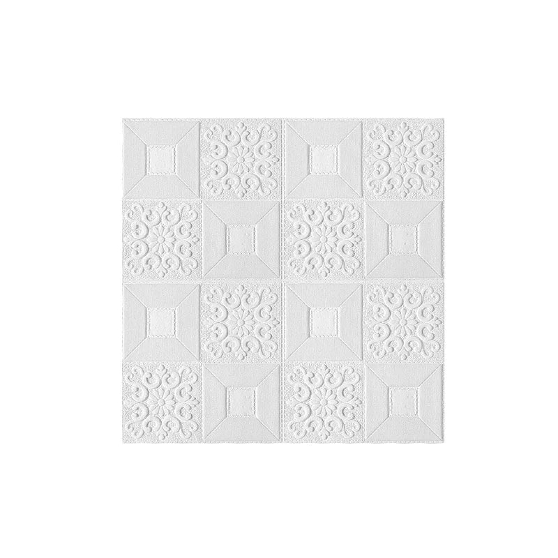 panneaux decoratifs modernes blancs ornements floraux adhesifs murs decoration impermeables mousse 70cmx70cm set