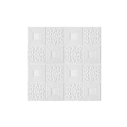 panneaux decoratifs modernes blancs ornements floraux adhesifs murs decoration impermeables mousse 70cmx70cm set