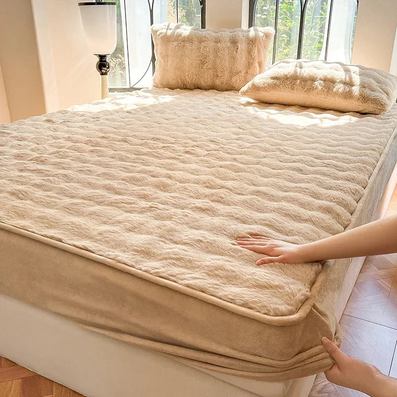 housse lit peluche gris matelassée antiacariens permeable air antibacteries ondulee confortable 200x220cm