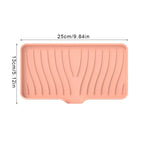support savon silicone auto drainant moderne gris vert rayures ondulées brosse dents savon bouteille