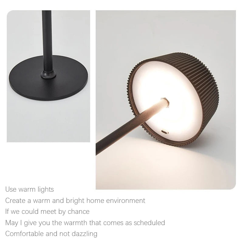 lampes table led rechargeables usb moderne noir blanc plissé sans ombre