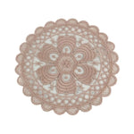 serviettes table vintage brodées fleurs dentelées beige rose clair blanc romantique