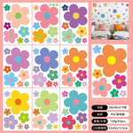 stickers muraux fleurs violet rose bleu jaune vert orange adhésifs modernes enfants chambre décoration