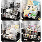 organisateur maquillage transparent moderne réutilisable compartiments clips fixations soins peau parfums cosmétiques porte maquillage