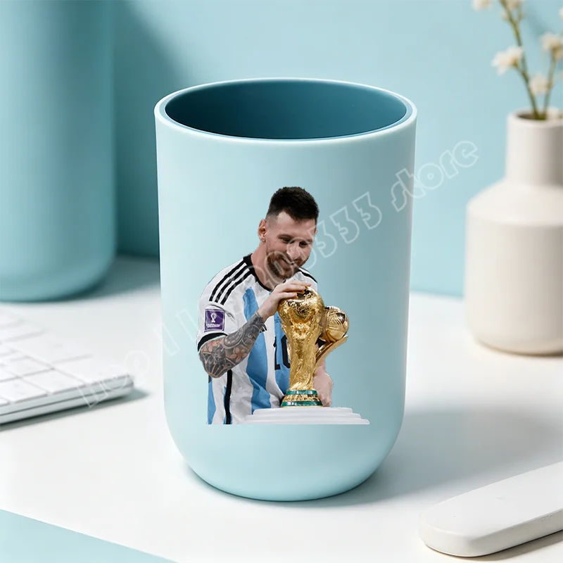 tasse unisexe moderne messi football bleu clair tasse eau brosse dents salle bain ornement