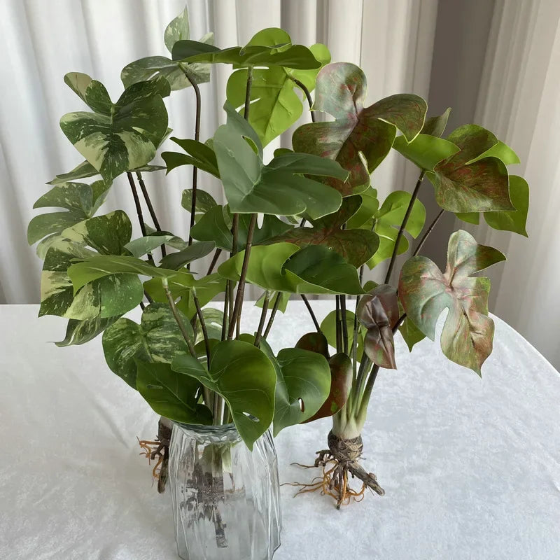 plante artificielle feuilles monstera décor maison moderne pot blanc décoration intérieure plante verte synthétique