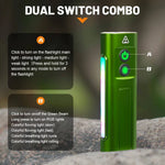 lampe torche multifonction vert moderne clips magnétiques rechargeable usb étanche camping randonnée
