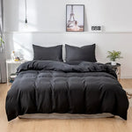 Housse de couette 220x240 uni moderne en polyester sur un lit