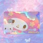 autocollant carte crédit my melody dessin animé rose violet bleu blanc