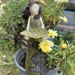 statue jardin oiseaux femme robe écorce feuilles naturelle artisanale résineextérieur minimalisteDecorationPelouseCour