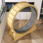 roue d'exercice hamster bois naturel moderne tapis sisal gris minimaliste fixations