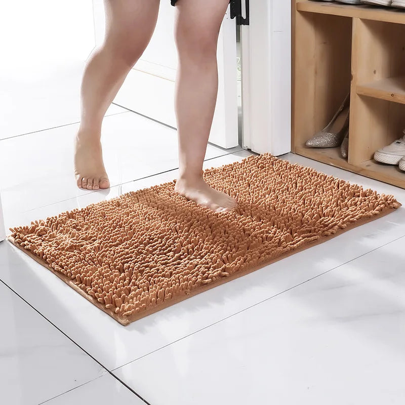 tapis bain moderne microfibres gris marron rose vert absorbant 50x80cm salle bain durable