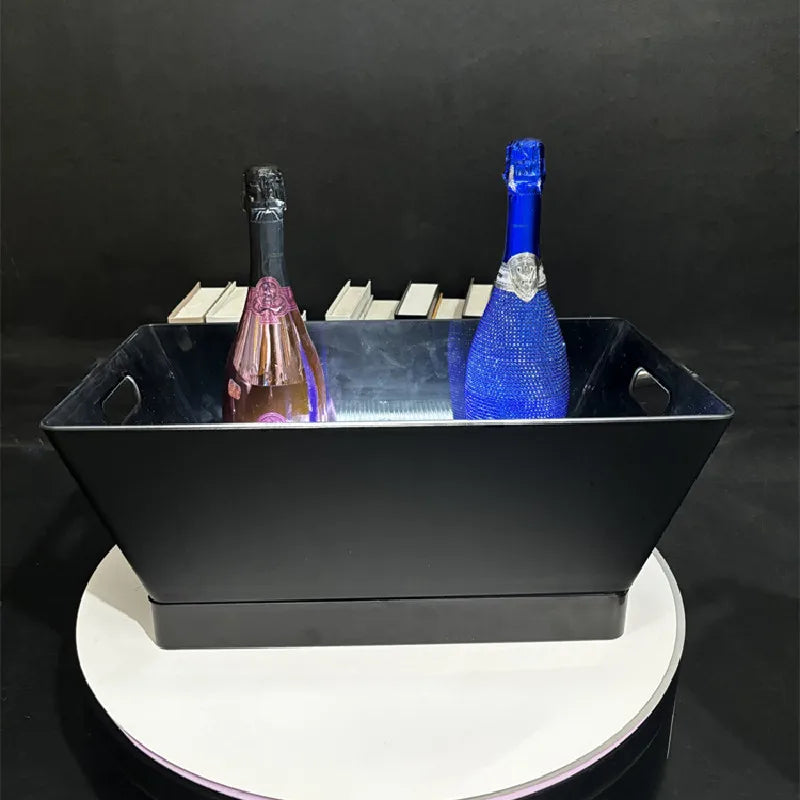 cuve glace transparente opacité légère moderne cuve bouteilles champagne glaçons rechargeable led blanc lumière