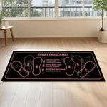 tapis squat noir blanc rose motifs chaussures pratique sportif yoga pilates exercices jambes hanches