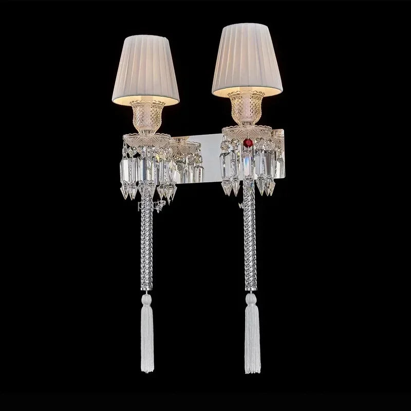 lampe murale cristal transparente abat jour blanc doré élégante classique fixée mur européen moderne