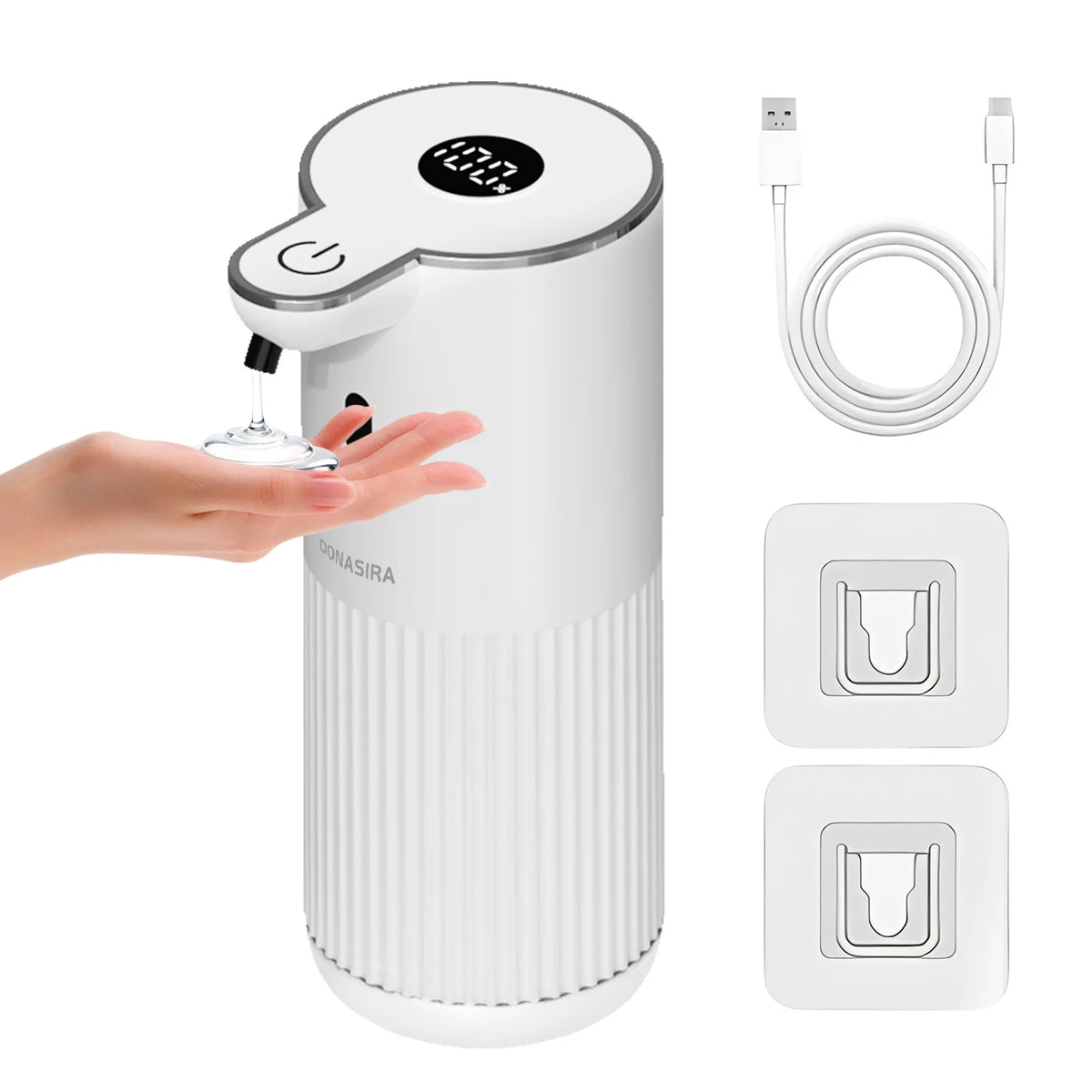 distributeur savon automatique blanc noir tactile hd écran mousse liquide rechargeable usb