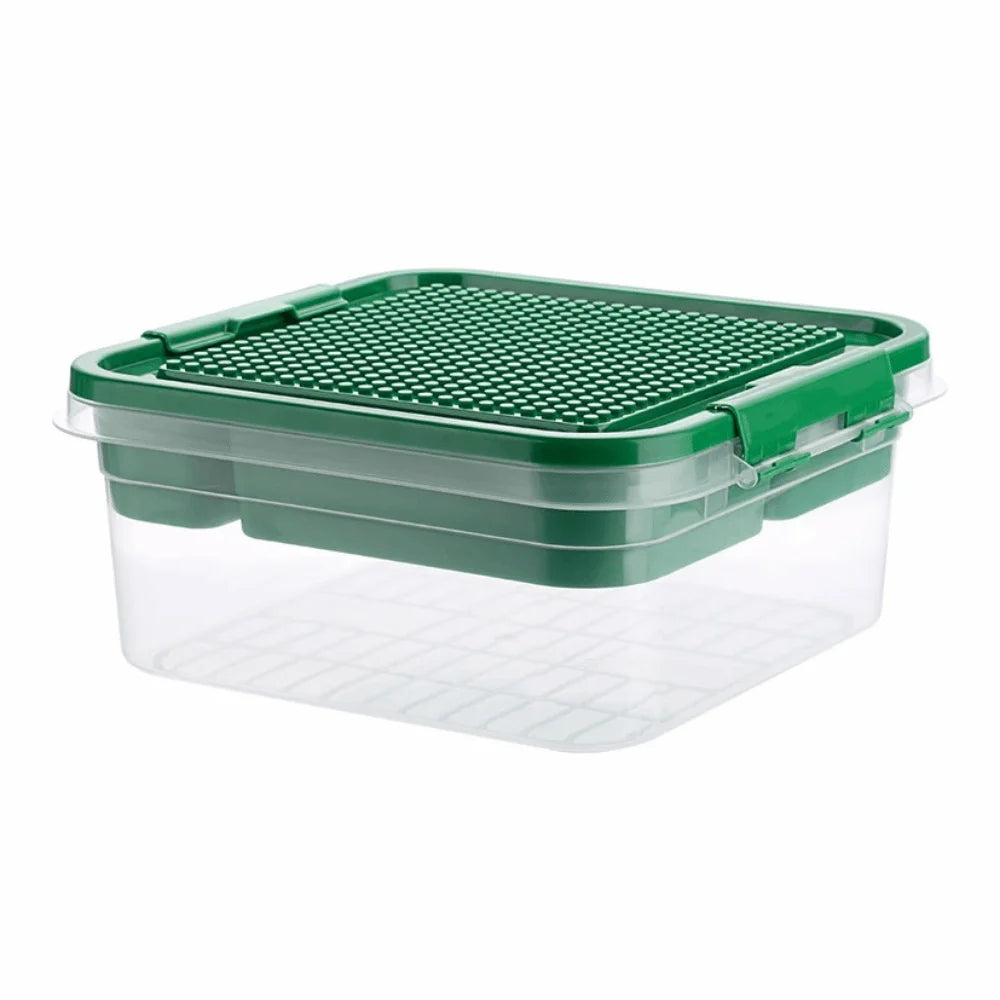 boîtes rangement jouets plastique rouge bleu jaune vert modernes compartiments internes couvercle pratique