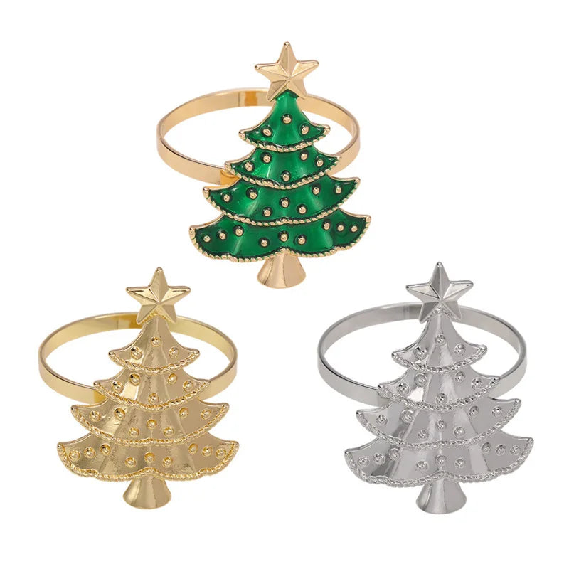 anneaux serviette arbre noël vert doré argenté décoration table festive métal respectueux environnement noël