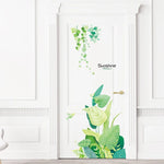 sticker mural botanique moderne feuilles vigne plantes tropicales oiseaux stylisés aquarelle pièces