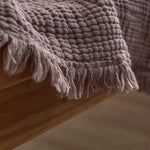 couverture coton gaufrée plaid rustique frangée chaleureuse voyage été hospitalière maison