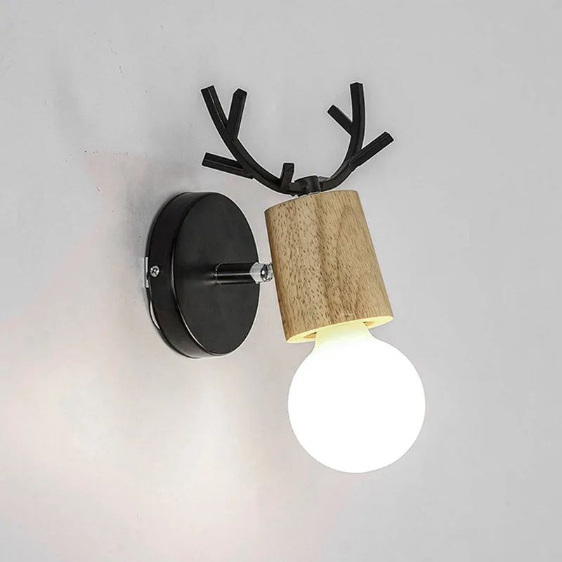 applique murale led moderne scandinave antlers bois noir blanc vert jaune gris chambre cuisine