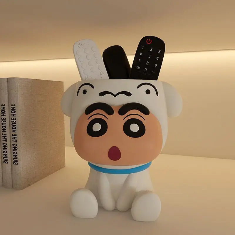 rangement porte stylos accessoires cartoon shin chan blanc orange bleu